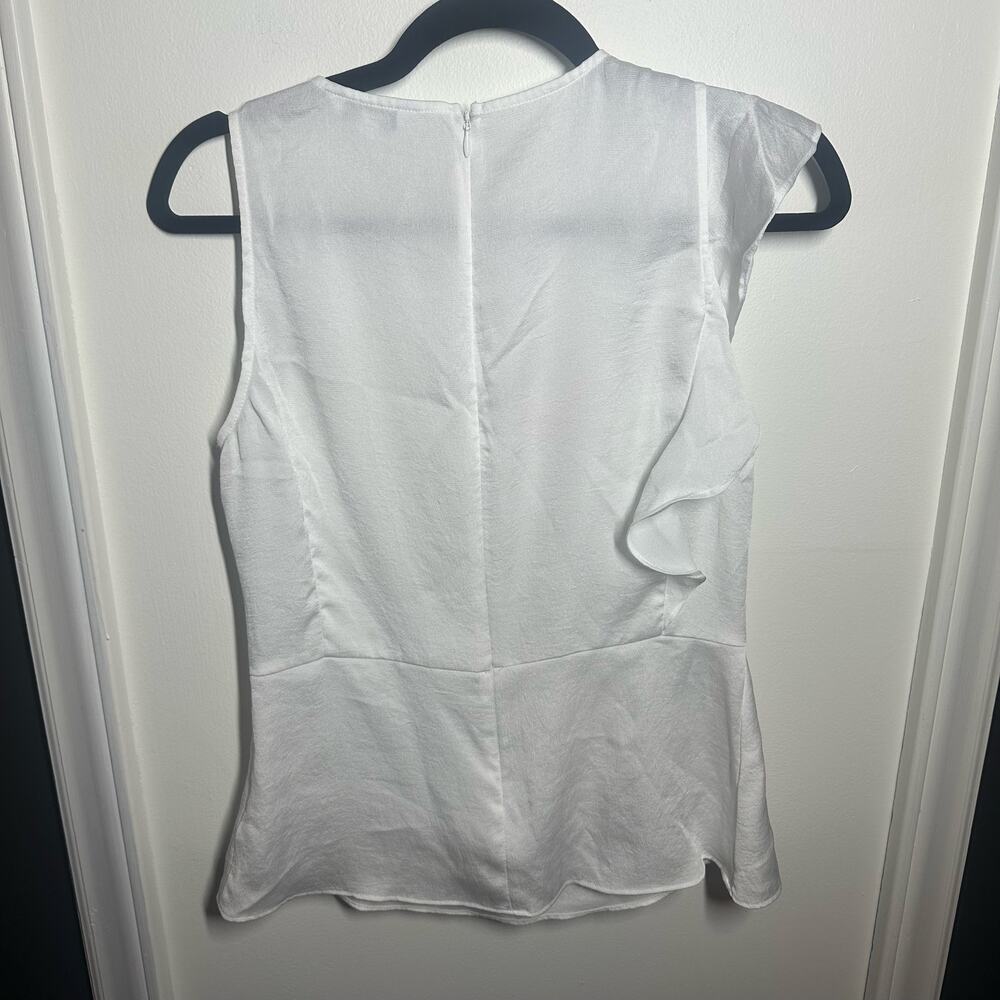 Express White Cascading Ruffle Tank Top Size Small - Picture 6 of 9